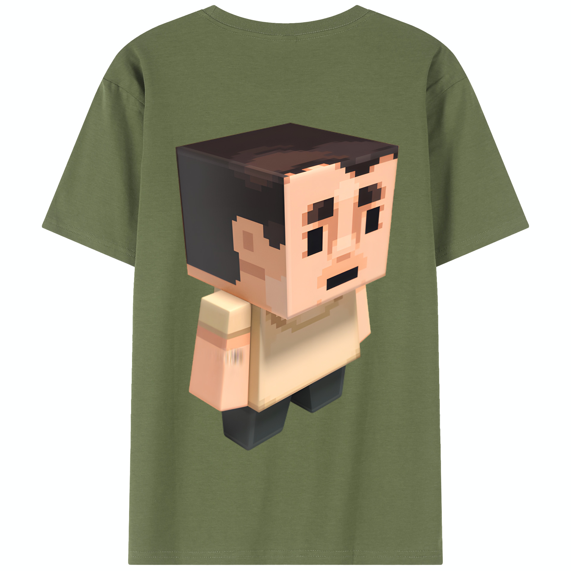 （画像用） マインクラフト ブロックの世界 Minecraft MC Block world 綿100％半袖Tシャツ（背面プリント）